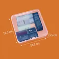 Pink translucent square plastic storage box with rounded corners and lid in 10.5cm size - 10.5*10.5*3.5cm
