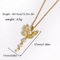 Elegante collar de mariposa dorado con colgante de circón y cadena en O de moda - Dorado