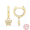 Detail of 925 sterling silver gold butterfly earrings with zircon stones and 925 stamp - Butterfly (金色#6)
