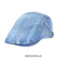 Berretto piatto retrò in denim lavato blu medio con fibbia in metallo - Taglia Unica (54-58CM) / Blu medio