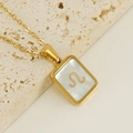 18K gold plated Leo constellation necklace with white shell inlay pendant for women - Leo