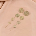 Elegant gold wavy tassel drop earrings with concentric spiral metal discs and long chains - Gold Quadruple Graduated Rippled Discs