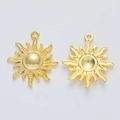Pair of vintage golden sun pendants in alloy for DIY jewelry making and crafting - Gold