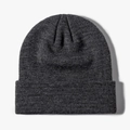 Classic dark grey knitted beanie for winter with ribbed cuffs and soft warm texture - One Size / Dark Heather Gray