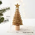 Mini wooden gold snowflake Christmas tree table ornament with star topper, 18.5cm height - Gold