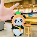 Porte-clés panda en peluche avec costume de carotte orange et mousqueton métallique - Panda carotte