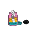 Rosa Emaille-Anstecknadel mit Katzen und Anti Depressants Text für Kleidung - Rosa Antidepressiva-Flasche
