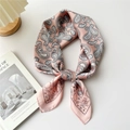 Pink paisley silk satin square scarf with bohemian sun patterns for women's outfits - Pink Sun Butterfly Paisley