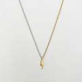 Detail of two-tone 18K gold and silver stainless steel chain with lightning bolt charm - Two-tone Chain Gold Lightning