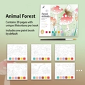 Animal Forest watercolor painting book for kids with built-in 6-color paint and brush - Forest Animals (With Brush)