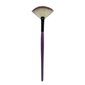 Fan-shaped powder brush with white and brown bristles and a sleek purple handle - Small Purple