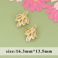 Pendentif feuille dorée avec zircons marquise blancs et placage 18k pour bijoux DIY - Style Feuille Marquise d'Or (ME1809A)