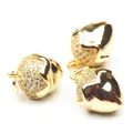 Three-piece set of gold tulip heart charms with micro-pave zirconia for DIY jewelry - Strawberry Bell-Gold