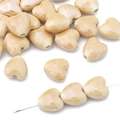 Polished beige ceramic heart beads with hole for handmade DIY jewelry making - Light Coffee