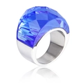 Poliertes Edelstahlring-Design mit einem facettierten königsblauen Kristall-Zierstein - US 6 / Königsblau/Silber (KR23939-K)