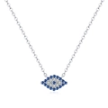 Elegante collana in argento S925 con ciondolo occhio blu e cristalli lucenti da donna - Collana