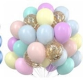 12-inch colorful latex balloon bundle with gold confetti sequins for party decoration - Macaron Multicolor and Gold Confetti Combination (With Ribbon)