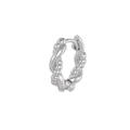 Silver twisted rope hoop earring with textured braid design and polished metal finish - Woven Texture / Silver
