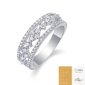 Elegant S925 sterling silver moissanite ring with floral pattern and GRA certificate - US Size 7 / Moissanite (with GRA Certificate)