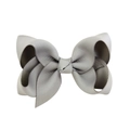 Classic silver-grey grosgrain ribbon bow hair clip for children's fashion styling - Gray