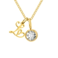 Collier doré avec pendentif cœur lettre L évidé et charm en zircon blanc brillant - Lettre L / Or