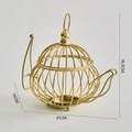 Nordic gold wire iron teapot candle holder, elegant home decor dimensions 21x14x19.5cm - Gold
