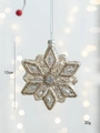 Champagne gold snowflake Christmas ornament with sparkling glitter and crystal accents - Snowflake