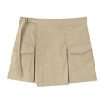 Khaki utility cargo skort with adjustable waist belt and pockets on a white background - XS / Apricot
