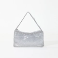 Funkelnde silberne Strass-Unterarmtasche für Damen mit minimalistischem Abendparty-Design - Silber