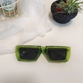 Retro vintage oval sunglasses featuring transparent green thick frames and dark lenses - Green 10