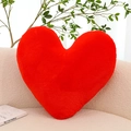 Nordic large heart-shaped red plush pillow cushion displayed on a cozy beige sofa - Red / 40CM