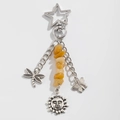 Detailed silver keychain featuring moon star turquoise tassels and metal butterfly charms - Butterfly Dragonfly Sun Style / Silver (0262)