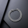 Polished silver cuban link bracelet in titanium steel with secure lobster clasp - Bracelet