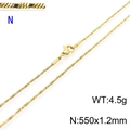 Minimalist golden stainless steel snake chain necklace with lobster clasp 550mm x 1.2mm - Gold 550x1.2mm(KN203703-Z)