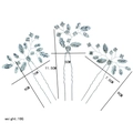 Silver bridal hair pins set with glass rhinestones and leaf-shaped crystal accents - 3 Pieces U-shaped Hair Pins / H-2003 Silver (3 Pieces/Pack)