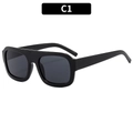 Classic large square sunglasses with shiny black frame and dark grey lenses for women - Black Frame Grey Lens