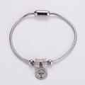 Bracciale a catena serpente d'argento con chiusura magnetica e pendente croce di cristallo - Color Acciaio