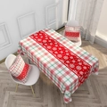 Red and green plaid Christmas tablecloth with snowflake print and matching pillows - 40*70cm / ZB032-11 (Red Green Plaid Snowflake Tablecloth And Pillowcases)