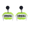 Halloween vampire fang earrings with green lips and white teeth in acrylic finish - Green Vampire Lips
