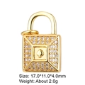 Zircon inlaid padlock pendant with spade design in gold finish for DIY jewelry - Spade Lock X0923