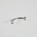 Curved stainless steel barbell with 2mm round zircon in prong setting for piercings - Round CZ Eyebrow Stud / 1.0x8mm / Steel
