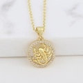 Golden Scorpio zodiac necklace with cutout design and zircon inlay on marble - Scorpio