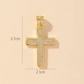 Detail showing gold cross pendant dimensions of 3.7cm height and 2.1cm width with zircons - Style G-Clear Zirconia Cross (3.7cm)