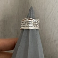 Vintage S925 sterling silver wide open ring in silver finish with engraved English script - JZ0464-English Inscription
