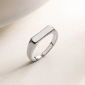 Anello aperto minimalista placcato oro 18 carati con superficie rettangolare liscia - Aperto Regolabile / Stile Geometrico Argentato (14556)