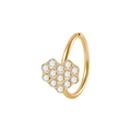 Gold heart-shaped nose ring featuring twelve micro-pave set white cubic zirconia crystals - 0.8x8mm / Gold-Clear Zirconia Heart