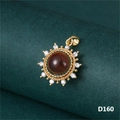 Vintage sunburst pendant with brown color-changing stone and white zircons - Gold Temperature Sensitive Micro-zirconia Brown
