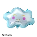 Smiling light blue cloud foil balloon with rainbow tassels for kids' birthday party decor - Blue Smiling Cloud