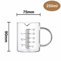 250ml heat-resistant borosilicate glass measuring cup with handle and black scale markings - 250ml Scale Cup