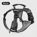 Adjustable black dog harness with breathable mesh, reflective strips, and top handle - XL / Black